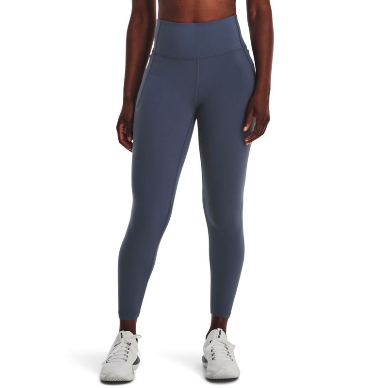 Licra-under-armour-para-mujer-Meridian-Ankle-Leg-para-entrenamiento-color-gris.-Frente-Sobre-Modelo