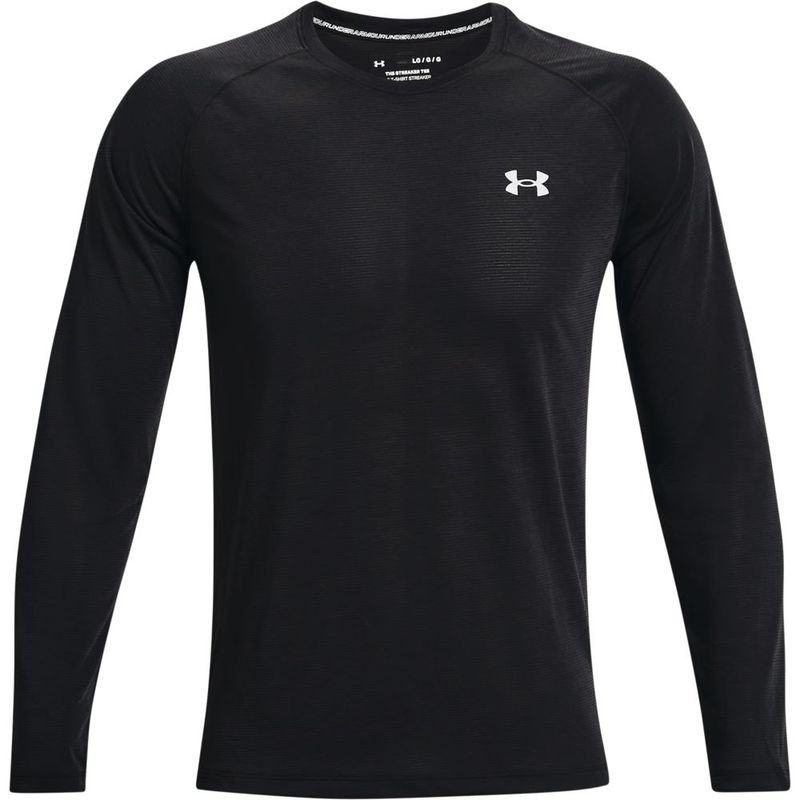 Camiseta-Manga-Larga-under-armour-para-hombre-Ua-Streaker-Long-Sleeve-para-correr-color-negro.-Frente-Sin-Modelo