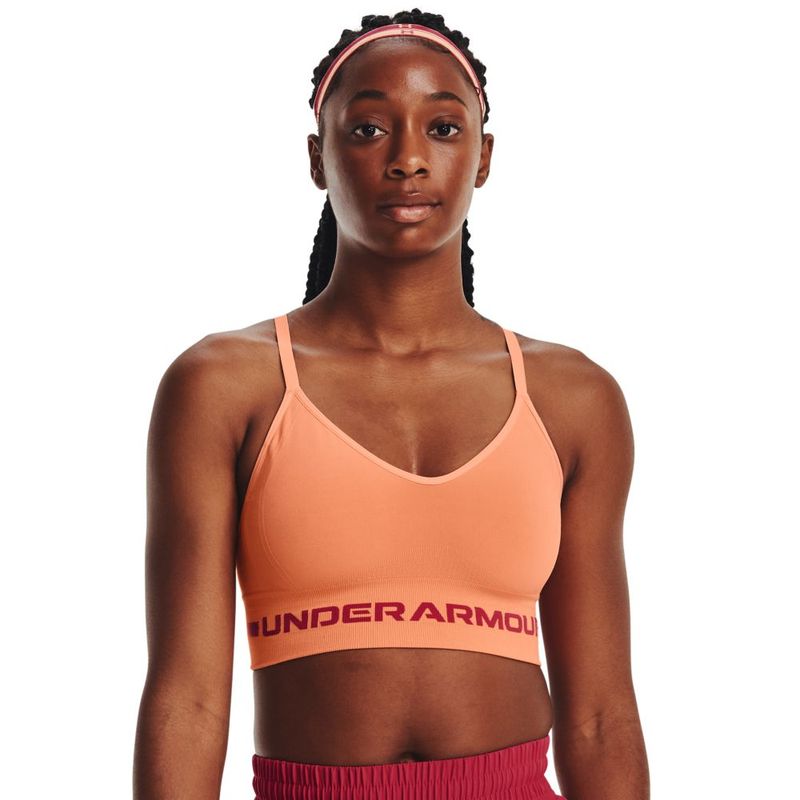 Top-under-armour-para-mujer-Ua-Seamless-Low-Long-Bra-para-entrenamiento-color-naranja.-Frente-Sobre-Modelo