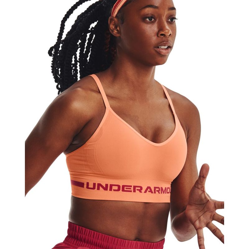 Top-under-armour-para-mujer-Ua-Seamless-Low-Long-Bra-para-entrenamiento-color-naranja.-Modelo-In-Action
