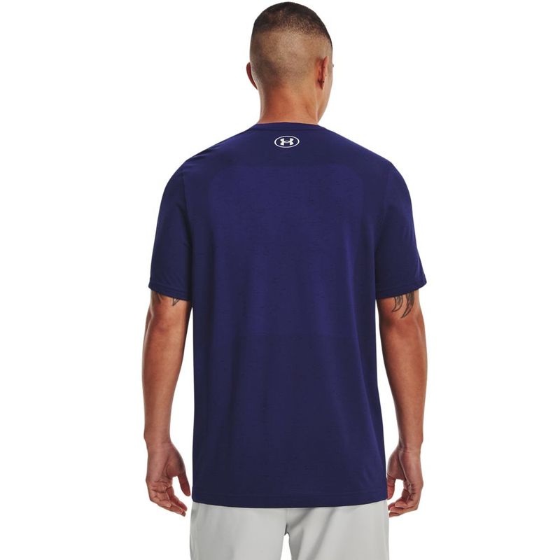 Camiseta-Manga-Corta-under-armour-para-hombre-Ua-Seamless-Ss-para-entrenamiento-color-azul.-Reverso-Sobre-Modelo