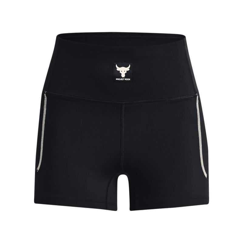 Pantaloneta-under-armour-para-mujer-Pjt-Rock-Meridian-Short-para-entrenamiento-color-negro.-Frente-Sin-Modelo