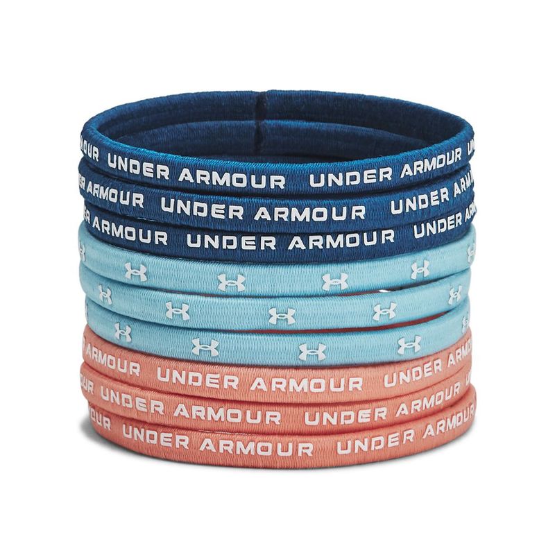 Banda-under-armour-para-mujer-Ua-Elastic-Hair-Tie-9Pk-para-entrenamiento-color-azul.-Frente-Sin-Modelo