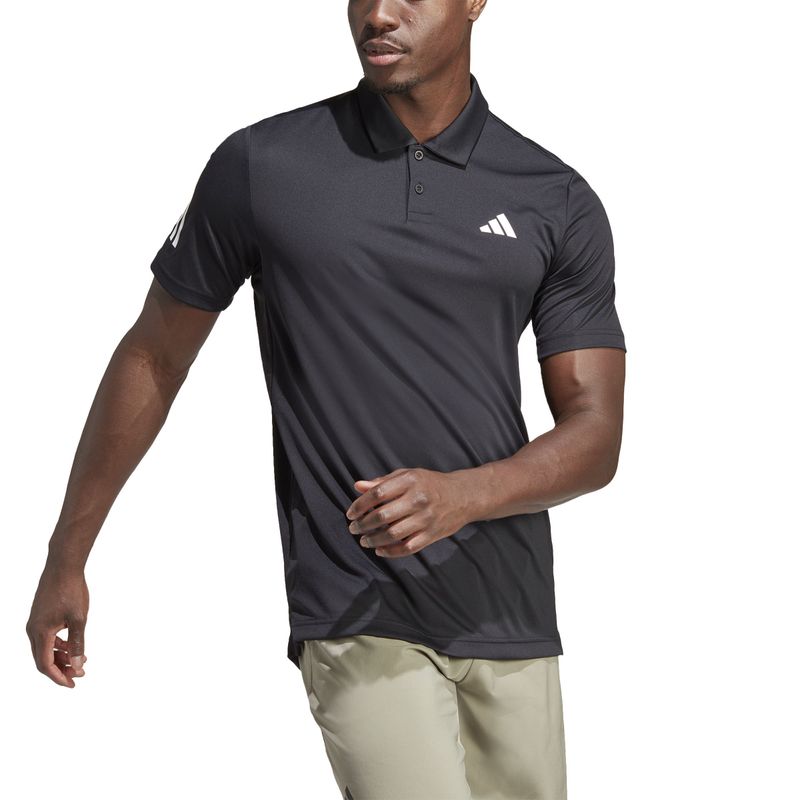 Polo-adidas-para-hombre-Club-3Str-Polo-para-tenis-color-negro.-Zoom-Frontal-Sobre-Modelo