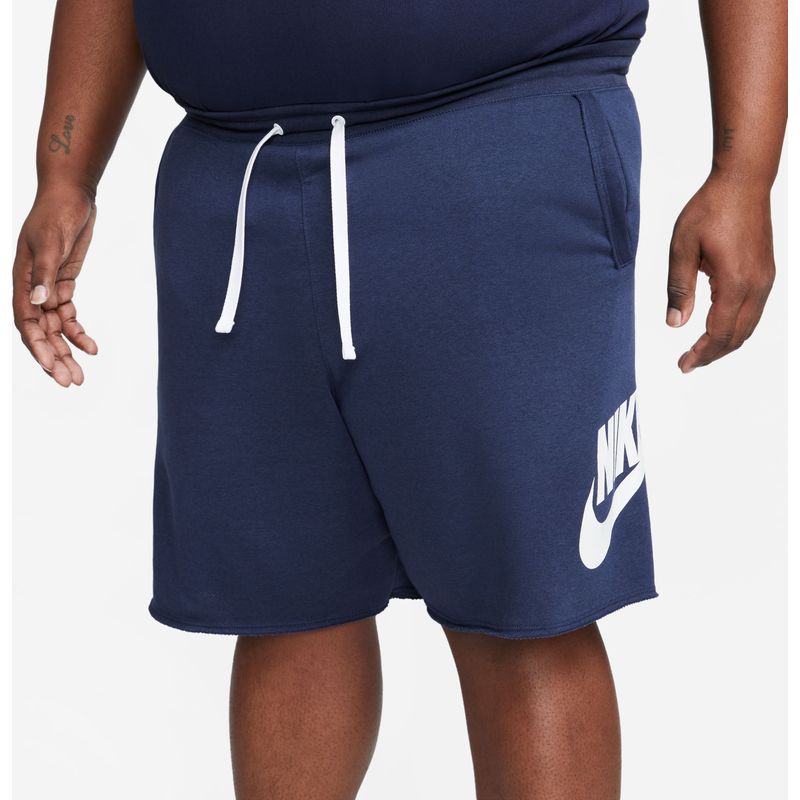Pantaloneta-nike-para-hombre-M-Nk-Club-Alumni-Hbr-Ft-Short-para-moda-color-azul.-Frente-Sobre-Modelo