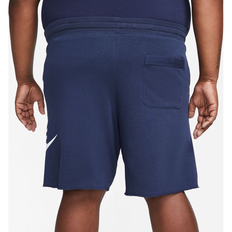 Pantaloneta-nike-para-hombre-M-Nk-Club-Alumni-Hbr-Ft-Short-para-moda-color-azul.-Reverso-Sobre-Modelo