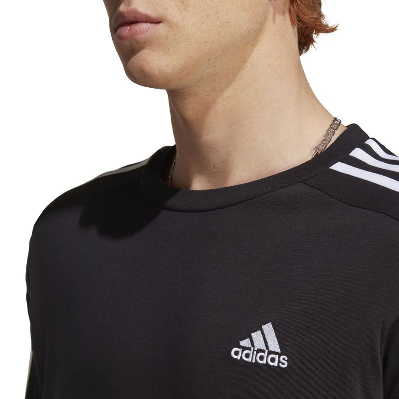 Camiseta-Manga-Corta-adidas-para-hombre-M-3S-Sj-T-para-moda-color-negro.-Detalle-1