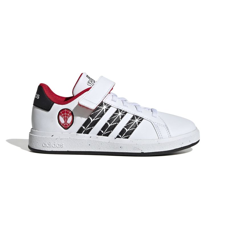 Tenis-adidas-para-niño-Grand-Court-Spider-Man-El-K-para-moda-color-blanco.-Lateral-Externa-Derecha