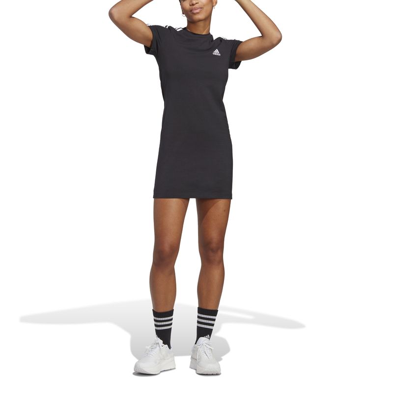 Falda-adidas-para-mujer-W-3S-Fit-T-Dr-para-moda-color-negro.-Zoom-Frontal-Sobre-Modelo