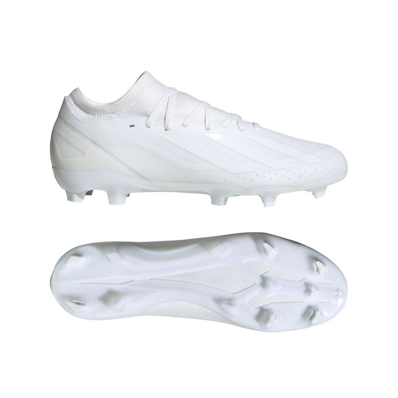 Guayos-adidas-unisex-X-Crazyfast.3-Fg-para-futbol-color-blanco.-Lateral-Y-Suela