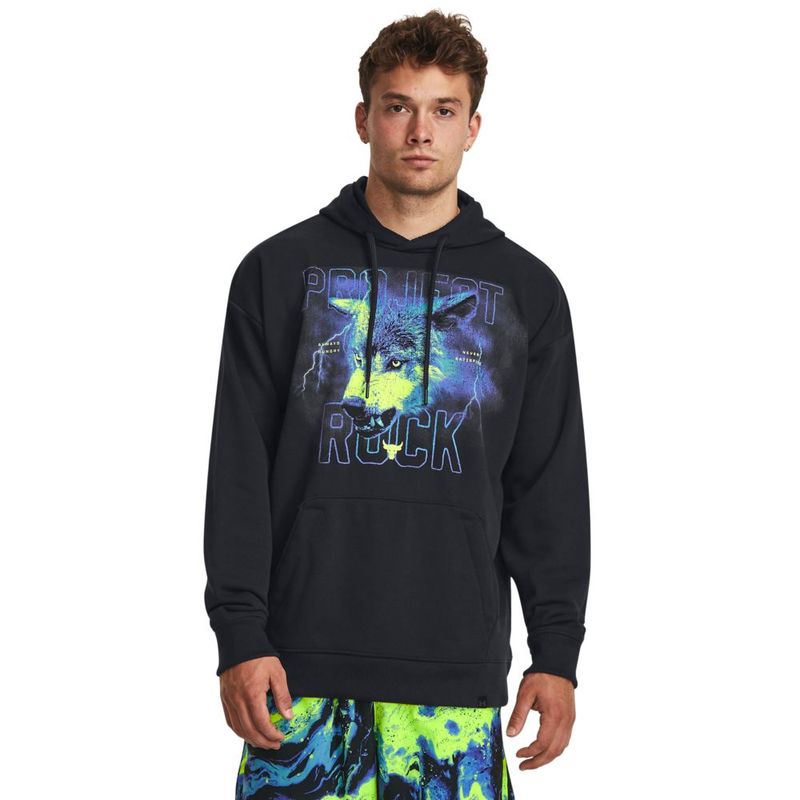 Hoodie-under-armour-para-hombre-Pjt-Rock-Hwt-Terry-Hd-para-entrenamiento-color-negro.-Frente-Sobre-Modelo