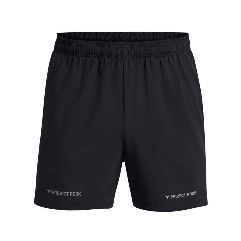 Pantaloneta-under-armour-para-hombre-Pjt-Rock-5--Woven-Short-para-entrenamiento-color-negro.-Frente-Sin-Modelo