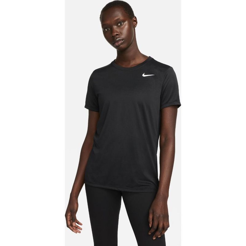 Camiseta-Manga-Corta-nike-para-mujer-W-Nk-Df-Tee-Rlgd-Lbr-para-entrenamiento-color-negro.-Frente-Sobre-Modelo