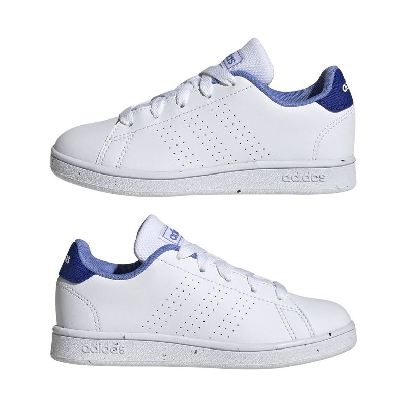 Tenis-adidas-para-niño-Advantage-K-para-moda-color-blanco.-Par-Laterales