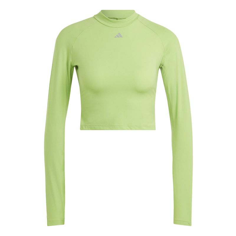 Camiseta-Manga-Larga-adidas-para-mujer-Hiit-Hr-Ls-T-para-entrenamiento-color-verde.-Frente-Sin-Modelo