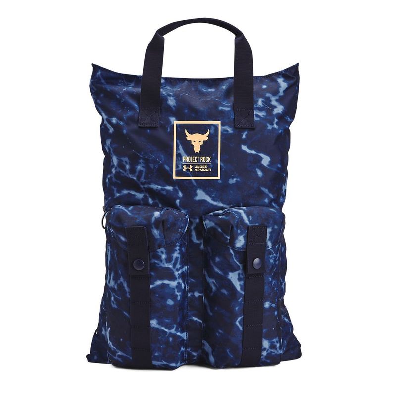 Gym-Sack-under-armour-unisex-Ua-Project-Rock-Gym-Sack-para-entrenamiento-color-azul.-Frente-Sin-Modelo