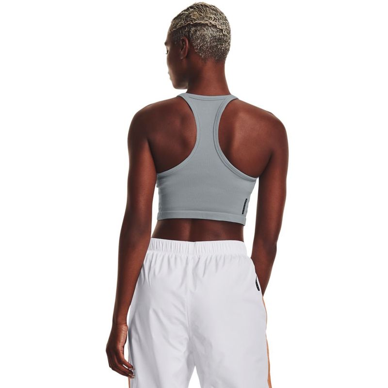 Top-under-armour-para-mujer-Rush-Seamless-Tank-para-entrenamiento-color-azul.-Reverso-Sobre-Modelo