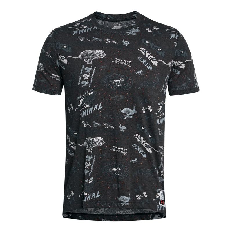 Camiseta-Manga-Corta-under-armour-para-hombre-Ua-Run-Like-A-Tee-para-correr-color-negro.-Frente-Sin-Modelo