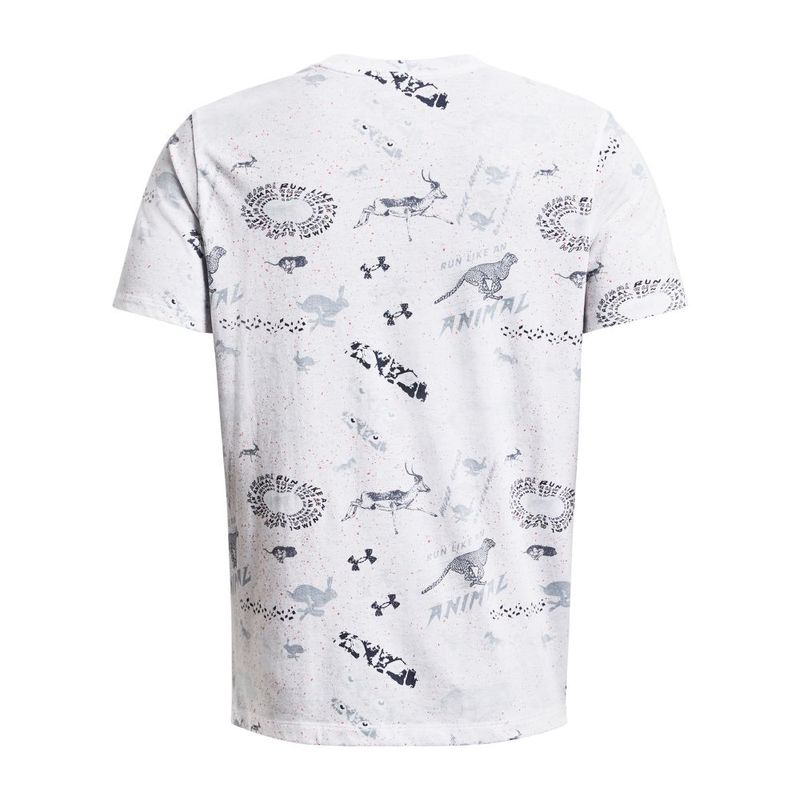 Camiseta-Manga-Corta-under-armour-para-hombre-Ua-Run-Like-A-Tee-para-correr-color-blanco.-Reverso-Sin-Modelo