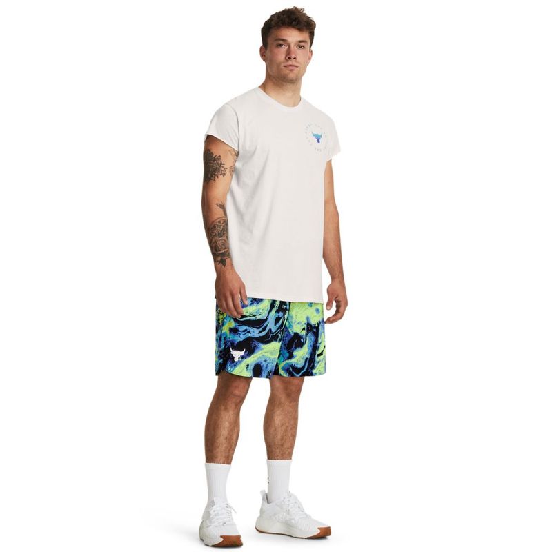 Camiseta-Manga-Corta-under-armour-para-hombre-Pjt-Rock-Cap-Sleeve-Ss-para-entrenamiento-color-beige.-Outfit-Completo