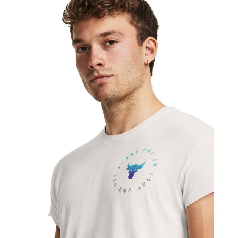 Camiseta-Manga-Corta-under-armour-para-hombre-Pjt-Rock-Cap-Sleeve-Ss-para-entrenamiento-color-beige.-Cuello