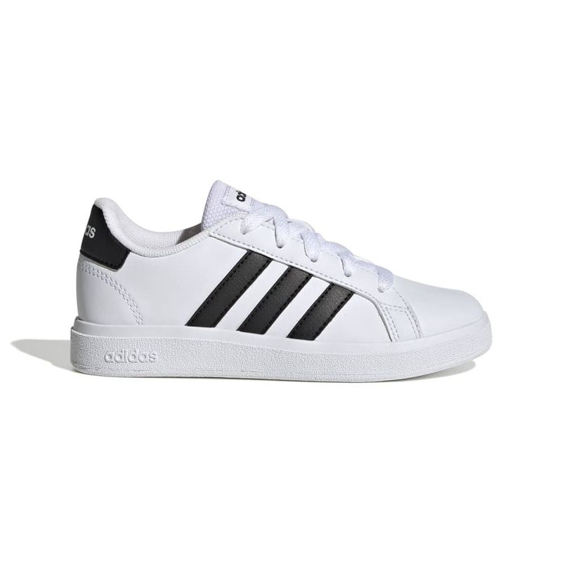 Tenis-adidas-para-niño-Grand-Court-2.0-K-para-moda-color-blanco.-Lateral-Externa-Derecha