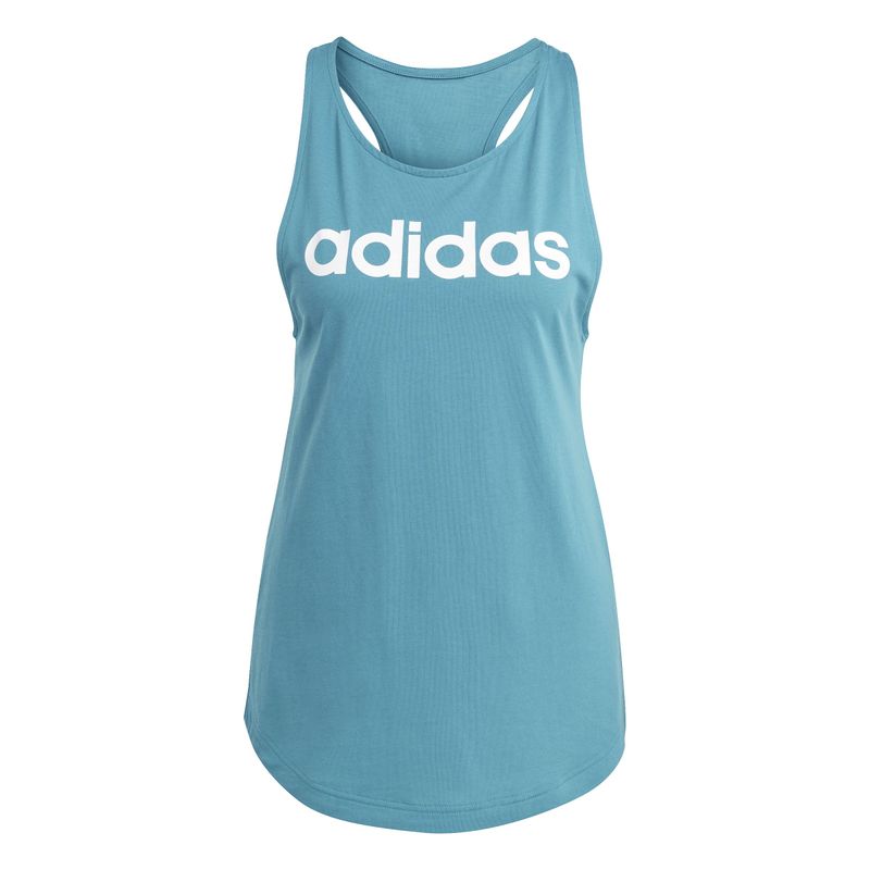 Camiseta-Manga-Sisa-adidas-para-mujer-W-Lin-Tk-para-moda-color-azul.-Frente-Sin-Modelo