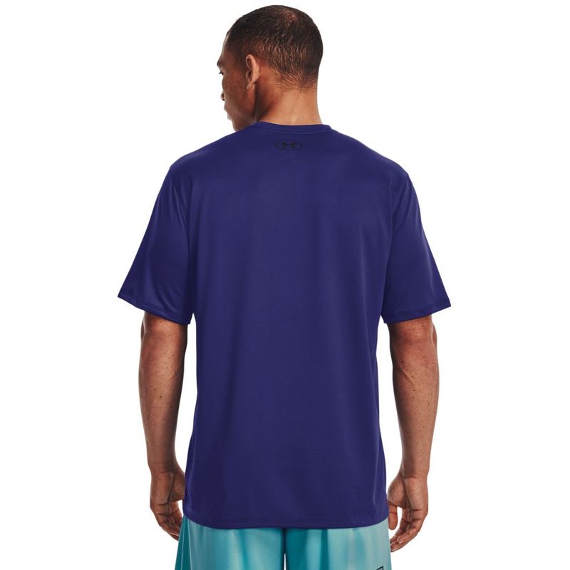 Camiseta-Manga-Corta-under-armour-para-hombre-Ua-Tech-Vent-Ss-para-entrenamiento-color-azul.-Reverso-Sobre-Modelo