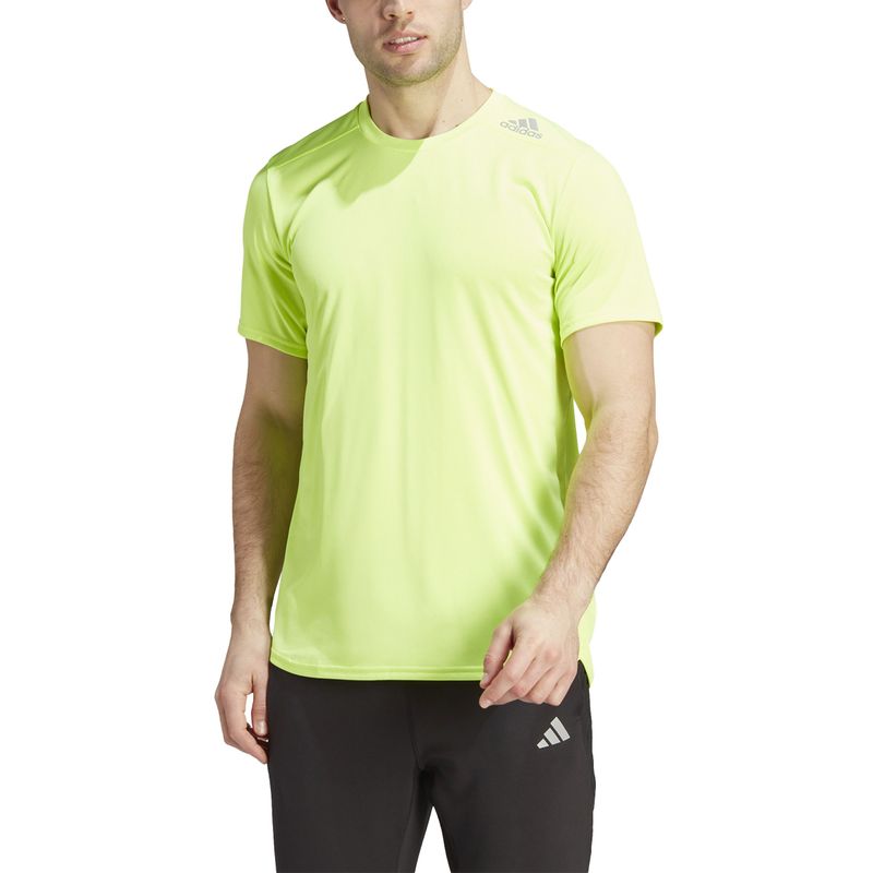 Camiseta-Manga-Corta-adidas-para-hombre-D4R-Tee-Men-para-correr-color-verde.-Zoom-Frontal-Sobre-Modelo