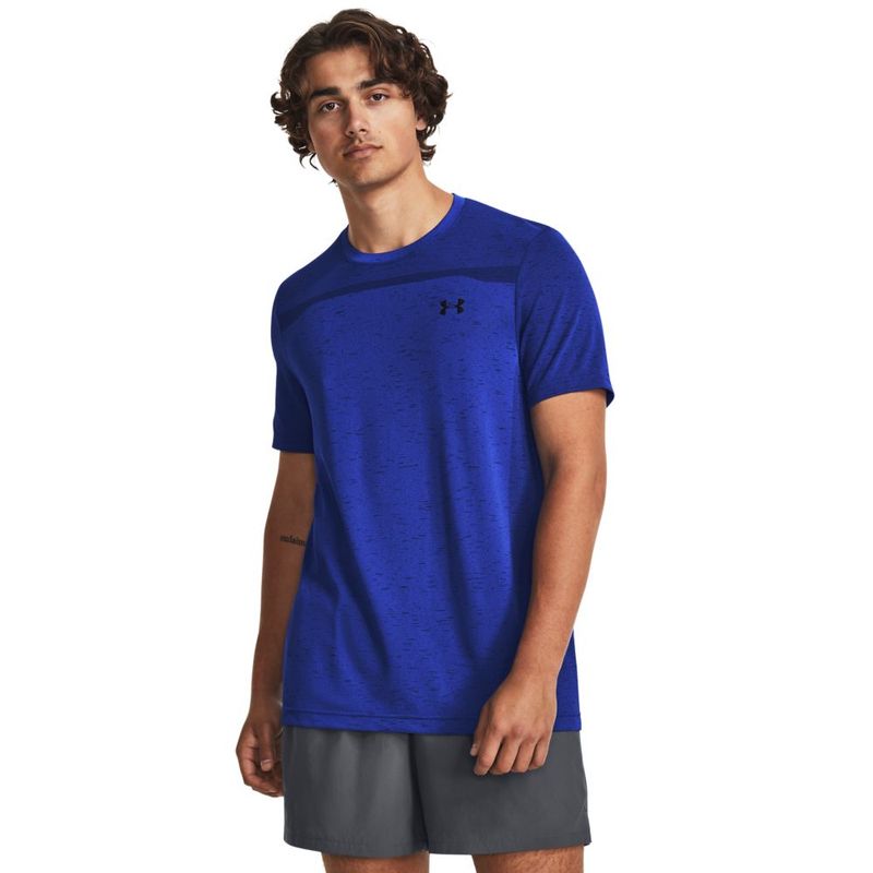 Camiseta UA Seamless Wordmark SS Azul Hombre