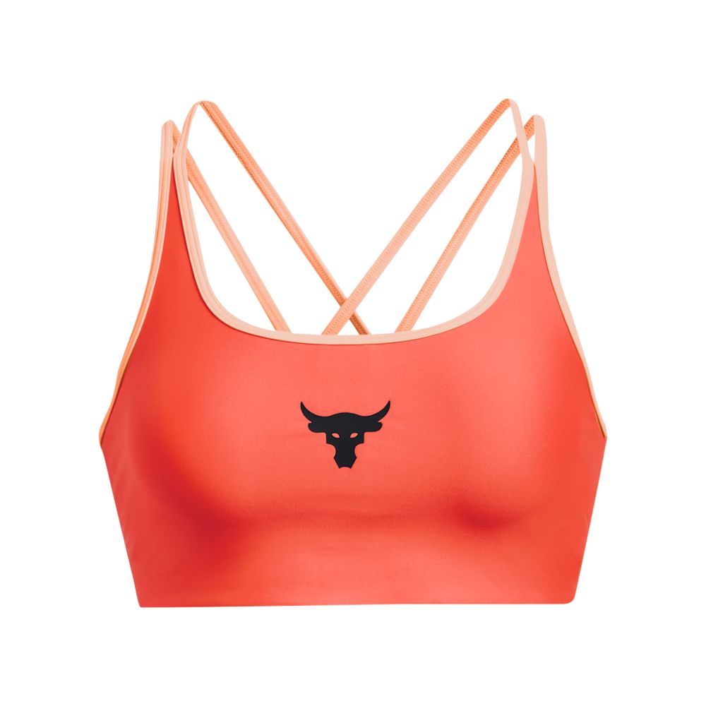 UA Rock Crsbck Sld Bra Fam Top naranja de mujer para entrenamiento