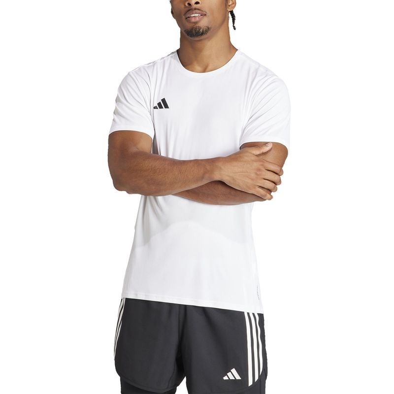 Camiseta-Manga-Corta-adidas-para-hombre-Adizero-E-Tee-para-correr-color-blanco.-Zoom-Frontal-Sobre-Modelo