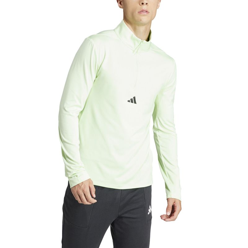 Chaqueta-adidas-para-hombre-Wo-Quarter-Zip-para-entrenamiento-color-verde.-Zoom-Frontal-Sobre-Modelo