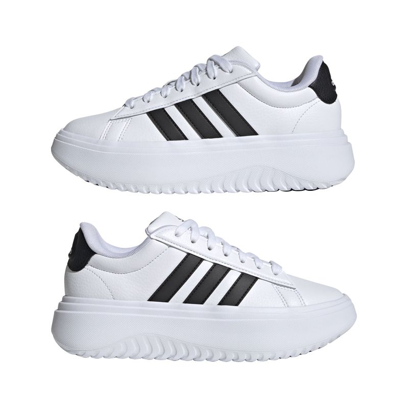 Tenis-adidas-para-mujer-Grand-Court-Platform-para-moda-color-blanco.-Par-Laterales