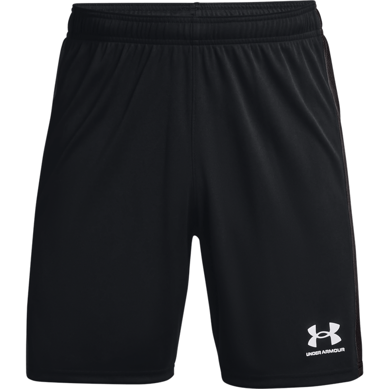 Pantaloneta-under-armour-para-hombre-Challenger-Knit-Short-para-futbol-color-negro.-Frente-Sin-Modelo