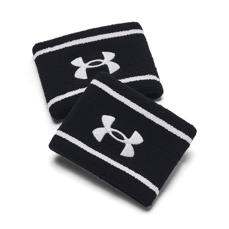 Muñequeras-under-armour-para-hombre-Striped-Performance-Terry-Wb-para-entrenamiento-color-negro.-Frente-Sin-Modelo