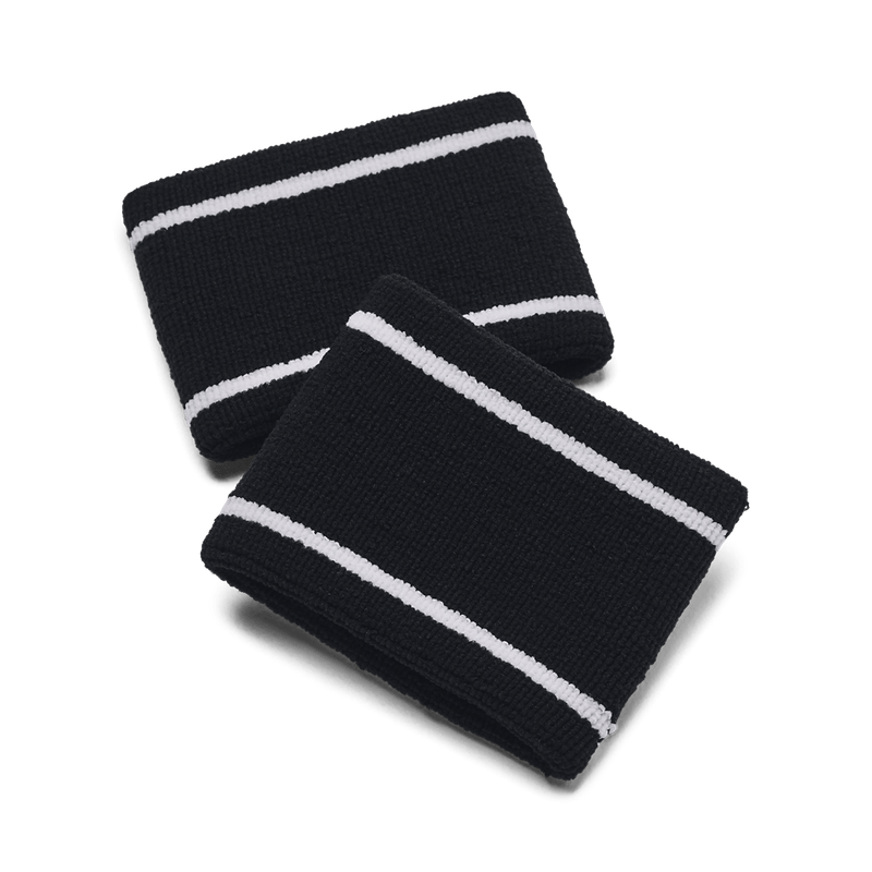 Muñequeras-under-armour-para-hombre-Striped-Performance-Terry-Wb-para-entrenamiento-color-negro.-Reverso-Sin-Modelo