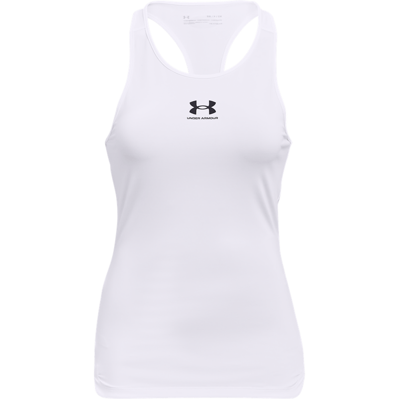 Camiseta-Manga-Sisa-under-armour-para-mujer-Ua-Hg-Compression-Tank-para-baloncesto-color-blanco.-Frente-Sin-Modelo