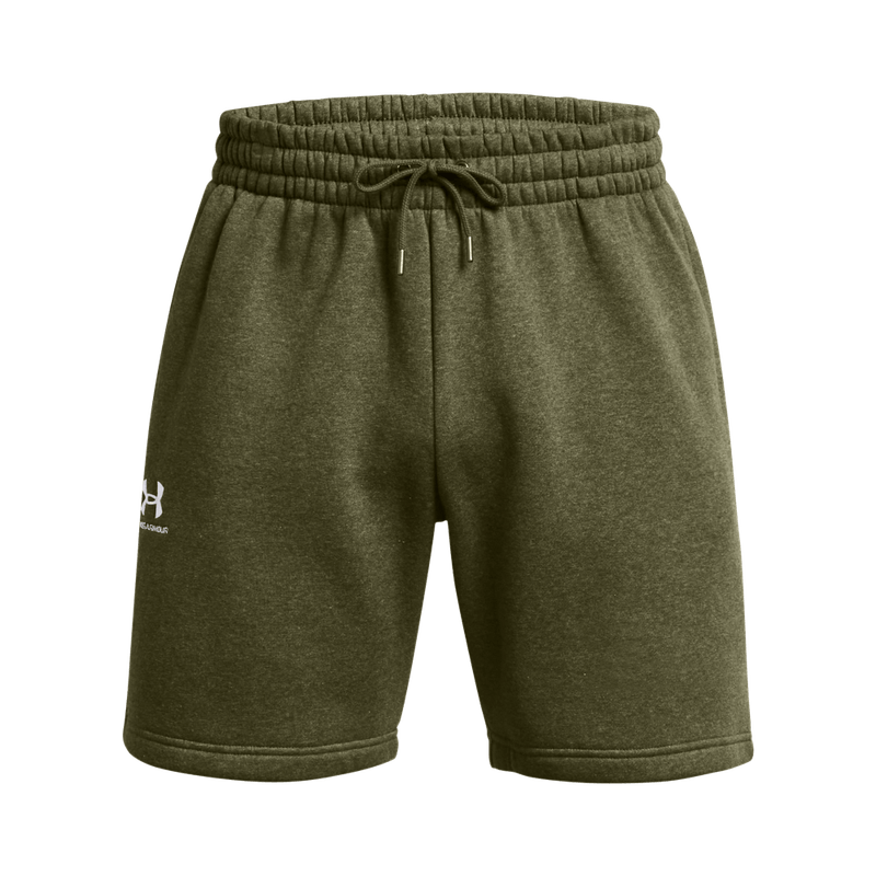 Pantaloneta-under-armour-para-hombre-Ua-Essential-Fleece-Shorts-para-entrenamiento-color-verde.-Frente-Sin-Modelo