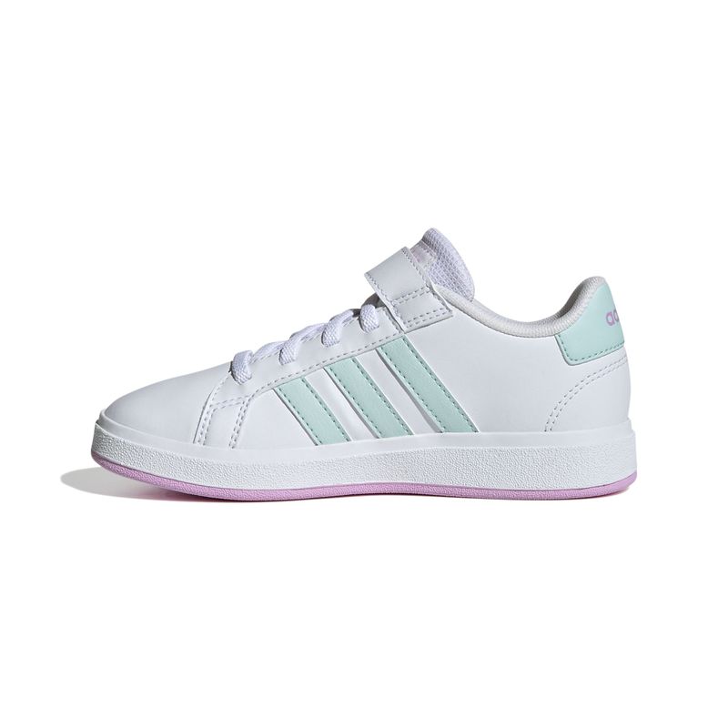Tenis-adidas-para-niño-Grand-Court-2.0-El-K-para-moda-color-blanco.-Lateral-Interna-Izquierda