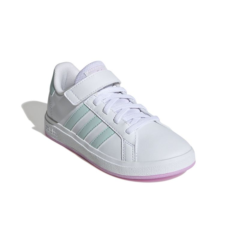 Tenis-adidas-para-niño-Grand-Court-2.0-El-K-para-moda-color-blanco.-Par-Alineados