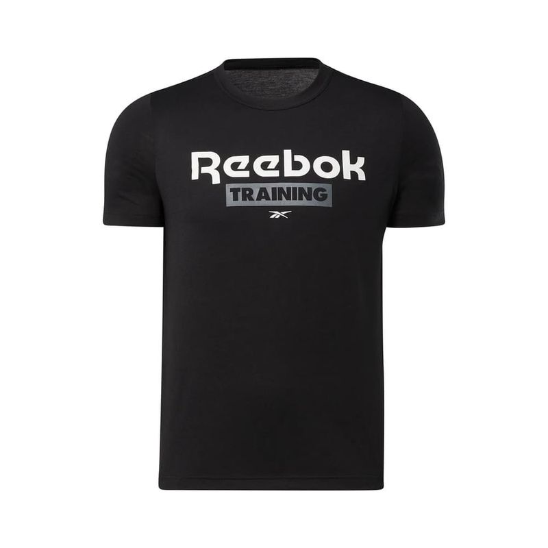 Camiseta-Manga-Corta-reebok-para-hombre-Reebok-Training-Speedwick-Graphic-Tee-para-entrenamiento-color-negro.-Frente-Sin-Modelo