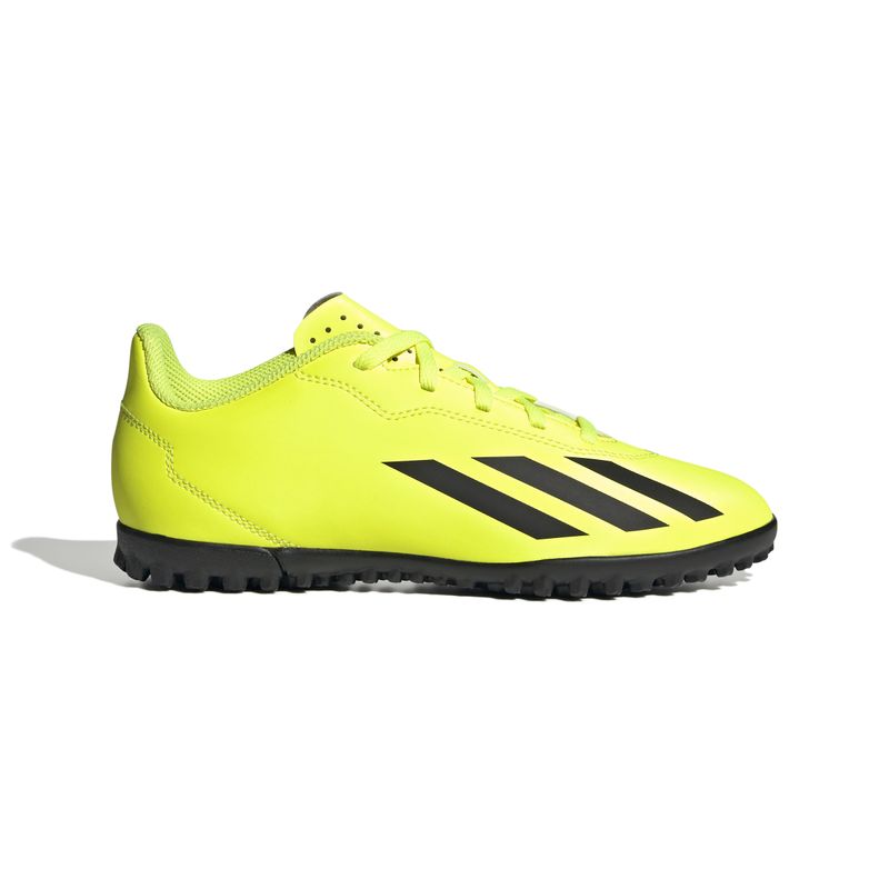 Guayos-adidas-para-niño-X-Crazyfast-Club-Tf-para-futbol-color-amarillo.-Lateral-Externa-Derecha
