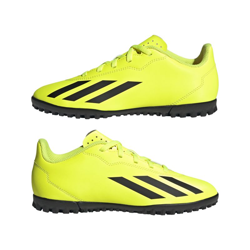 Guayos-adidas-para-niño-X-Crazyfast-Club-Tf-para-futbol-color-amarillo.-Par-Laterales