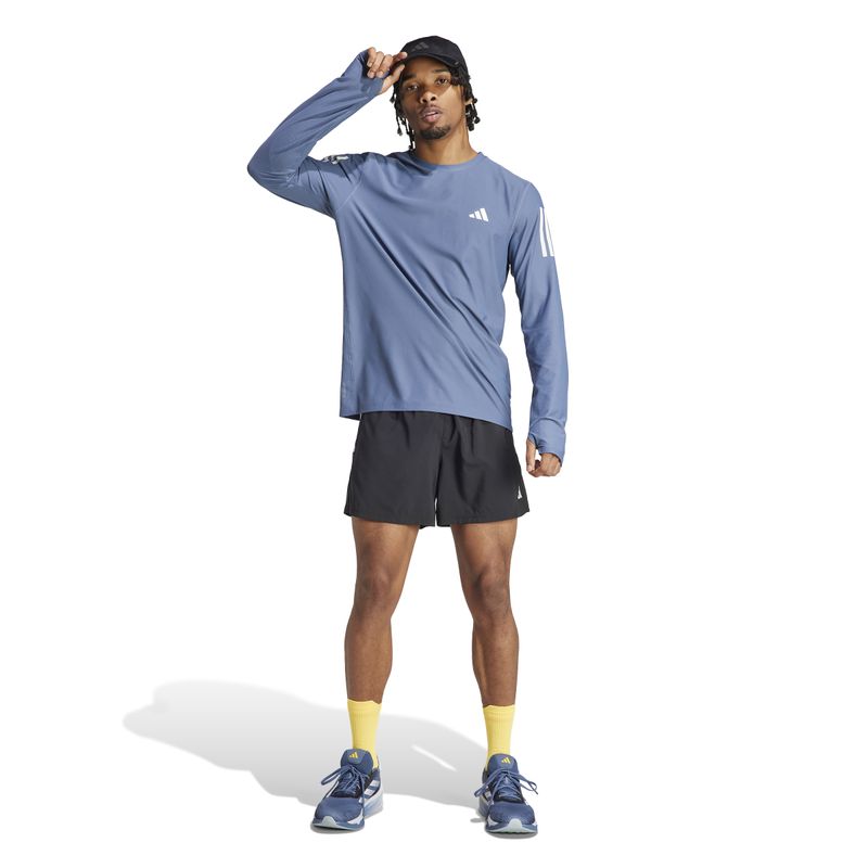 Camiseta-Manga-Larga-adidas-para-hombre-Otr-B-Ls-para-correr-color-azul.-Outfit-Completo