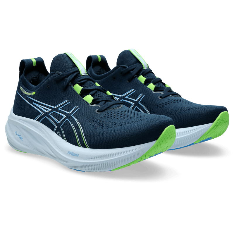 Tenis-asics-para-hombre-Gel-Nimbus-26-para-correr-color-azul.-Par-Alineados