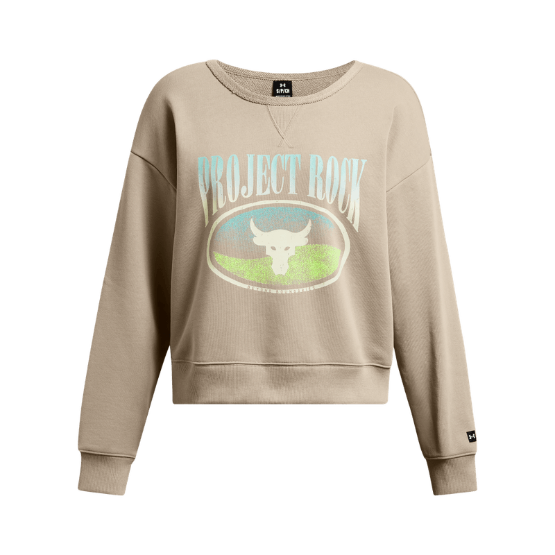 Buzo-under-armour-para-mujer-Pjt-Rck-Hw-Terry-Ls-Q1-para-entrenamiento-color-cafe.-Frente-Sin-Modelo