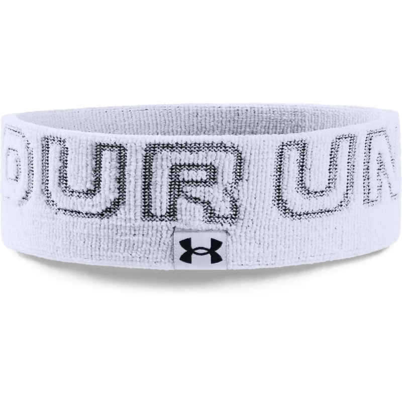 Banda-under-armour-para-hombre-Wordmark-Terry-Headband-para-entrenamiento-color-blanco.-Frente-Sin-Modelo