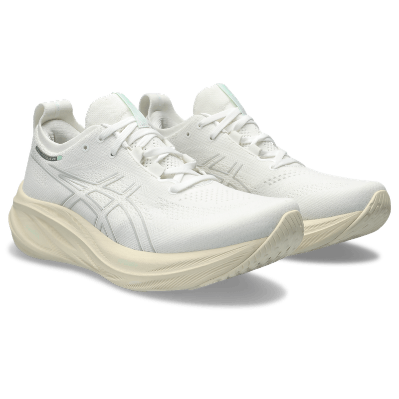 Tenis-asics-para-hombre-Gel-Nimbus-26-para-correr-color-blanco.-Par-Alineados