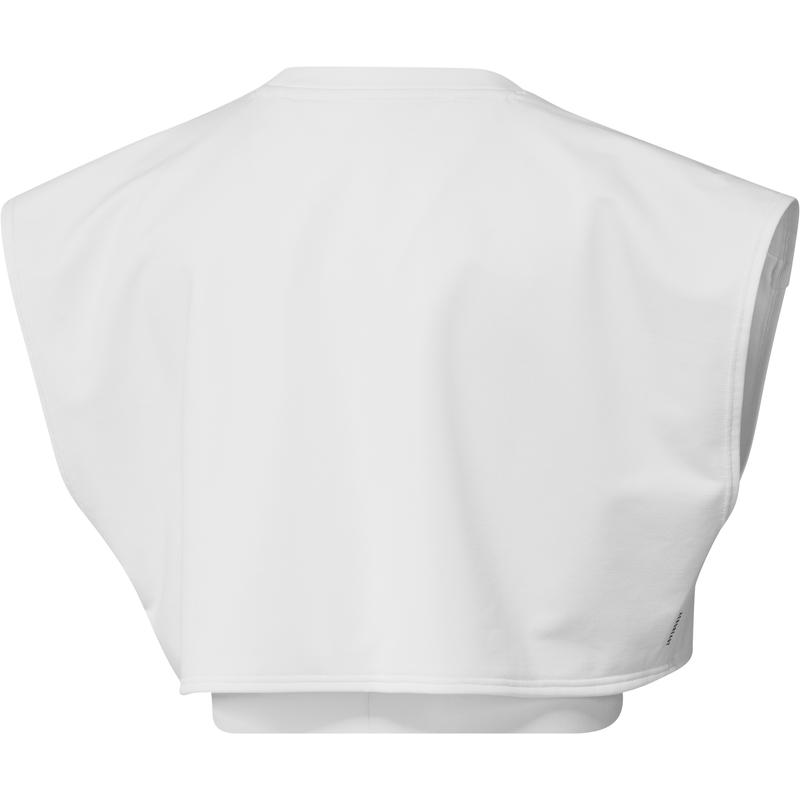 Camiseta-Manga-Sisa-adidas-para-mujer-Power-Crop-T-para-entrenamiento-color-blanco.-Reverso-Sobre-Modelo